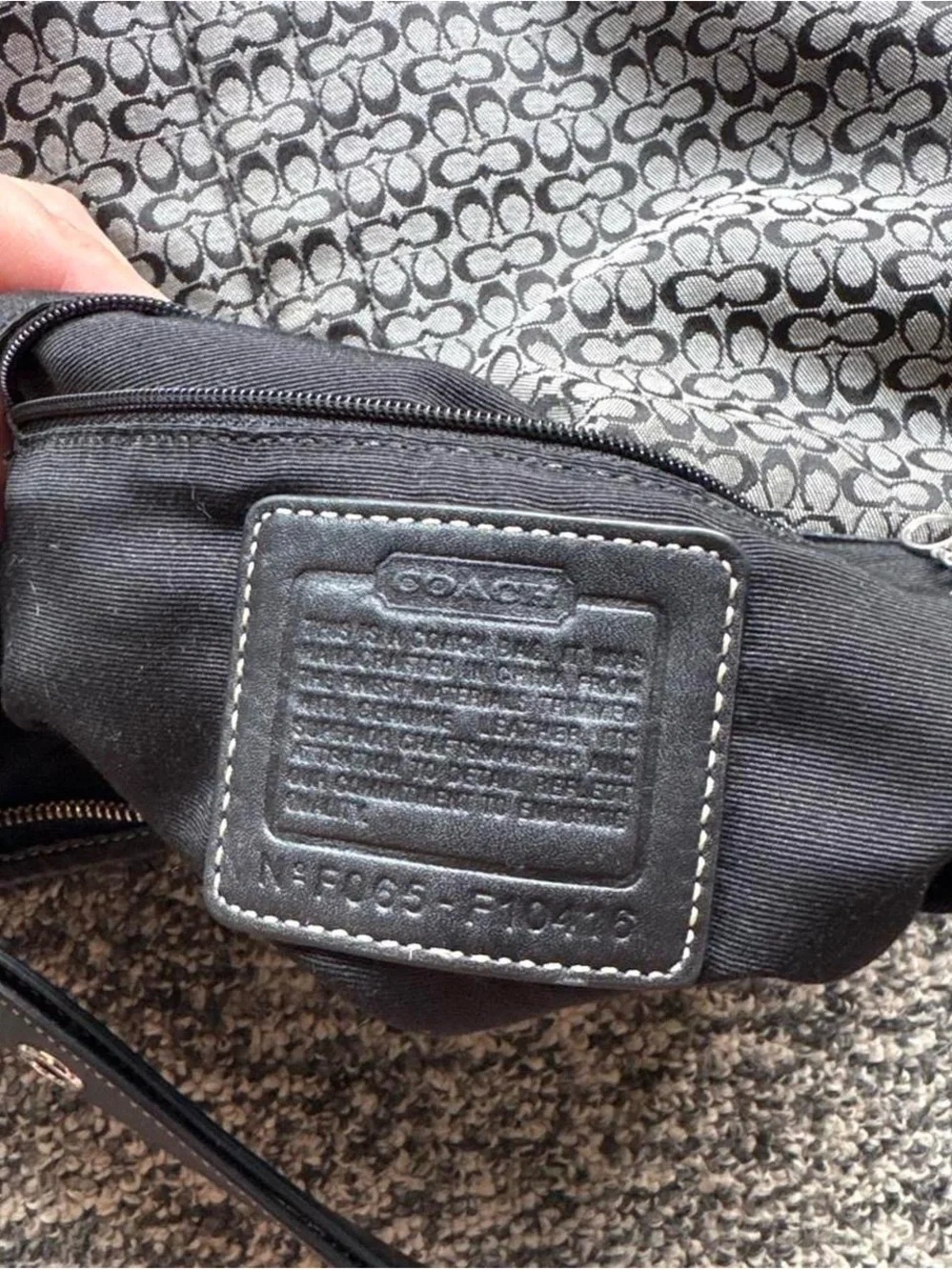 Vintage Coach Signature Cross Body Bag | Black Leather Trim | Y2K | Authentic